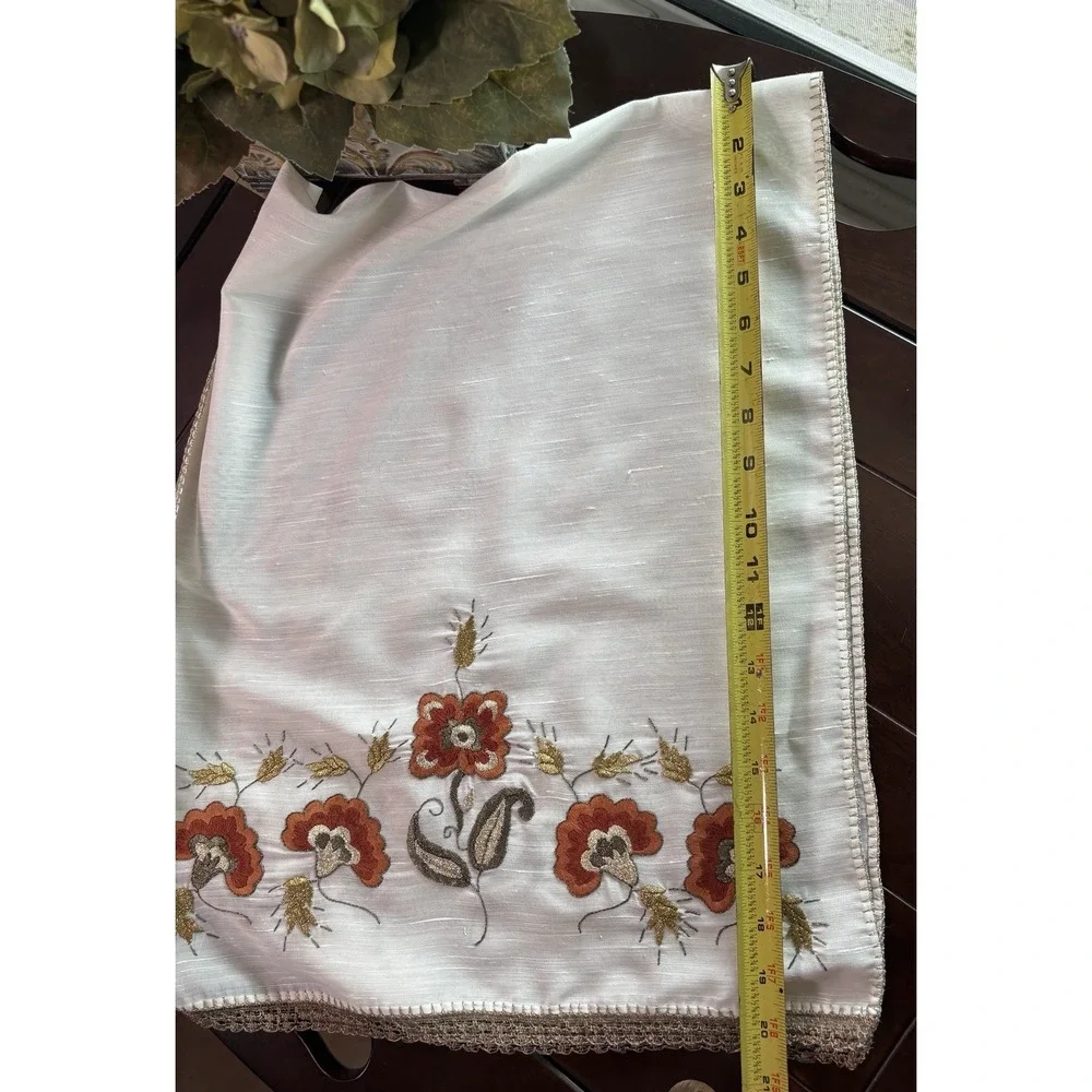 Vintage Greek  Hand-embroidered Table Runner  Floral Folk Art Fall Themed Flower